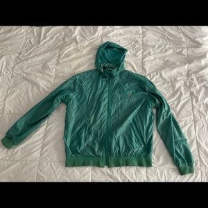 Vintage Izod Lacoste teal hooded windbreaker